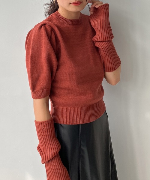 AS KNOW AS plus（アズノゥアズプラス）の「♪アームウォーマー ニット セット（ニット/セーター・レディース・オレンジ/ブルー/グリーン/アイボリー・FREE）」の18枚目の写真