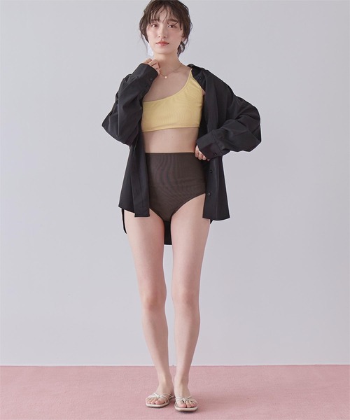 SEA DRESS(シードレス)の「ワンショルダーデザインリブビキニ/水着(水着・レディース・ダークブラウン/ホワイト系その他2/ホワイト系その他/イエロー系その他/グリーン系その他・M/S/L)」の22枚目の写真
