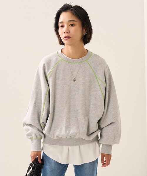 新品♦半額以下で、超激安です♦柔編み　ラグラン　ハーフスリーブ　スウェット FREAK'S STORE（フリークスストア）の「配色ラグランスリーブ