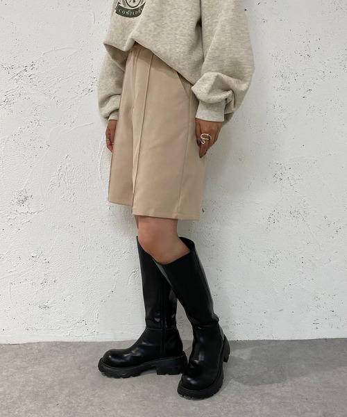 apres jour mignon（アプレジュールミニョン）の「センターシームハーフパンツ【ZOZOTOWN限定アイテム】（その他パンツ・レディース・ブラック/ナチュラル/ベージュ系その他/ブラック系その他/その他・X-LARGE/SMALL/MEDIUM）」の4枚目の写真