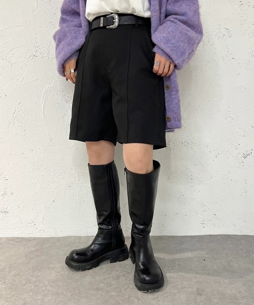 apres jour mignon（アプレジュールミニョン）の「センターシームハーフパンツ【ZOZOTOWN限定アイテム】（その他パンツ・レディース・ブラック/ナチュラル/ベージュ系その他/ブラック系その他/その他・X-LARGE/SMALL/MEDIUM）」の6枚目の写真