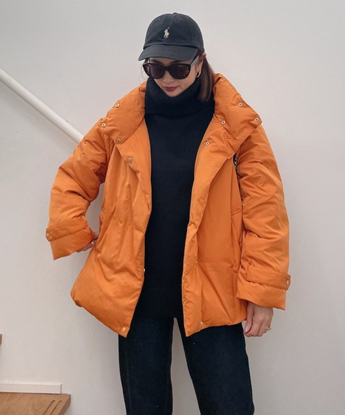 Vicente(ヴィセンテ)の「2way down jacket(ダウンジャケット/コート・レディース・ブラック/ホワイト/オレンジ・FREE)」の7枚目の写真
