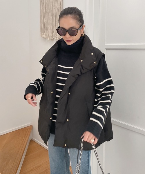 Vicente(ヴィセンテ)の「2way down jacket(ダウンジャケット/コート・レディース・ブラック/ホワイト/オレンジ・FREE)」の8枚目の写真