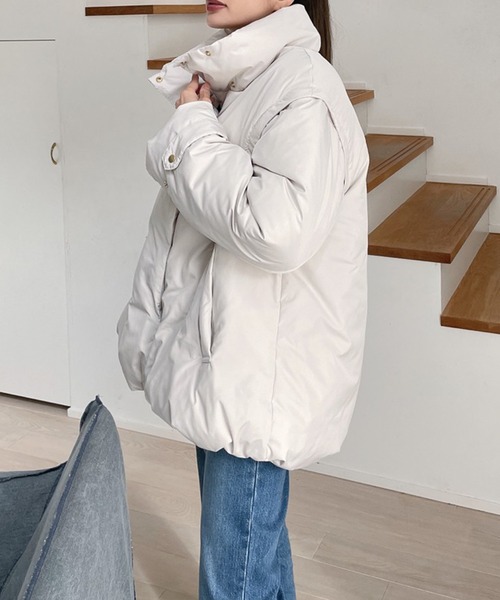 Vicente(ヴィセンテ)の「2way down jacket(ダウンジャケット/コート・レディース・ブラック/ホワイト/オレンジ・FREE)」の4枚目の写真