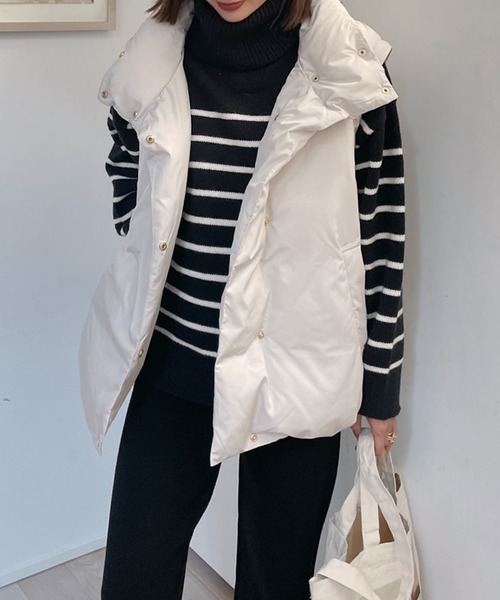 Vicente(ヴィセンテ)の「2way down jacket(ダウンジャケット/コート・レディース・ブラック/ホワイト/オレンジ・FREE)」の10枚目の写真