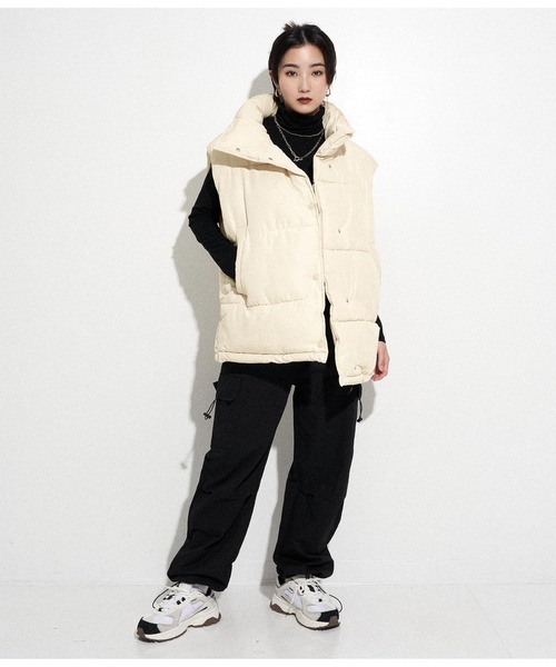 ANAP（アナップ）の「フェイクダウンオーバーベスト（ダウンベスト・レディース・ブラック/アイボリー/ブラウン・FREE）」の5枚目の写真