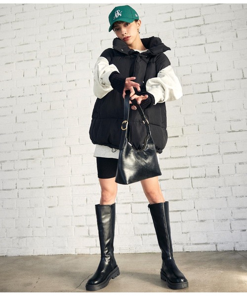 ANAP（アナップ）の「フェイクダウンオーバーベスト（ダウンベスト・レディース・ブラック/アイボリー/ブラウン・FREE）」の9枚目の写真