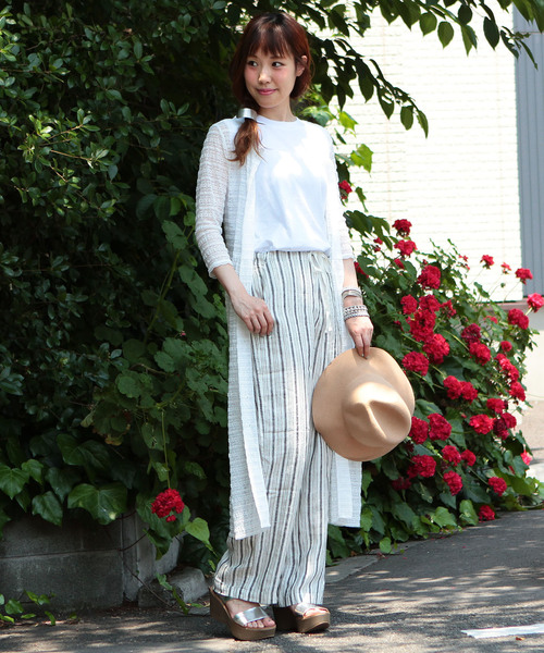 Another Edition(アナザーエディション)の「ストライプイージーパンツ/AEBC STRP EASY PT◆(その他パンツ・レディース・ブラック/ベージュ・フリ-)」の3枚目の写真