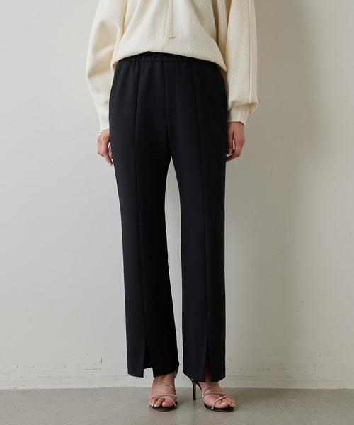 Whim Gazette（ウィムガゼット）の「ツイルセンタースリットパンツ（スラックス・レディース・ブラック/オフホワイト・36/38）」の5枚目の写真