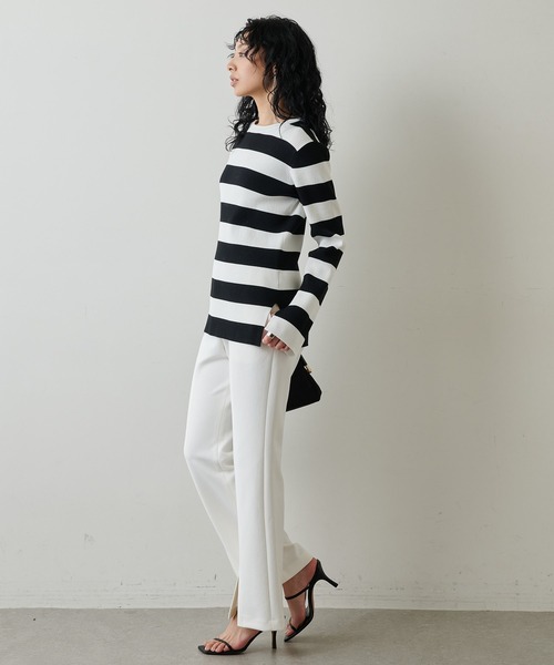 Whim Gazette（ウィムガゼット）の「ツイルセンタースリットパンツ（スラックス・レディース・ブラック/オフホワイト・36/38）」の18枚目の写真