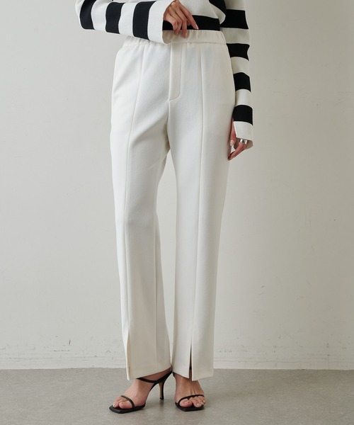 Whim Gazette（ウィムガゼット）の「ツイルセンタースリットパンツ（スラックス・レディース・ブラック/オフホワイト・36/38）」の22枚目の写真