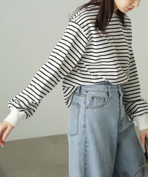 FREE'S MART（フリーズマート）の「◆リンガーボーダーロンT（Tシャツ/カットソー・レディース・ブラック系その他/パープル系その他・FREE）」の4枚目の写真