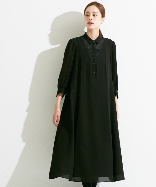 Callarus Black Formal（カラルスブラックフォーマル）の「喪服・礼服｜日本製生地｜洗える｜防しわ（イージーケア）｜フロントレース｜ワンピース｜ロング丈｜＜Callarus＞（スーツセット・レディース・ブラック・3L/LL/L/S/M/4L/5L）」の18枚目の写真