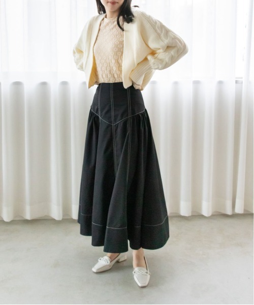 RANDA（ランダ）の「袖ケーブル編みニットボレロ（ニット/セーター・レディース・ブルー/グレー/ホワイト・FREE）」の6枚目の写真