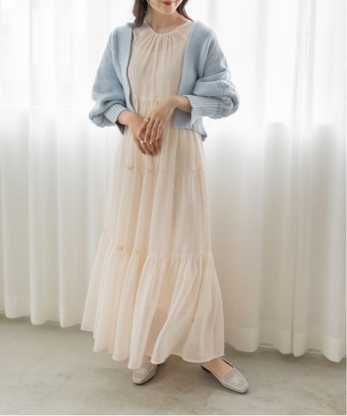 RANDA（ランダ）の「袖ケーブル編みニットボレロ（ニット/セーター・レディース・ブルー/グレー/ホワイト・FREE）」の9枚目の写真