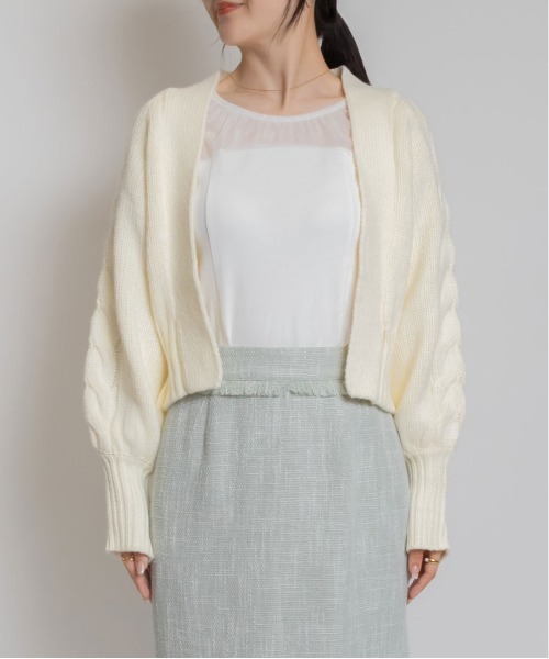 RANDA（ランダ）の「袖ケーブル編みニットボレロ（ニット/セーター・レディース・ブルー/グレー/ホワイト・FREE）」の13枚目の写真