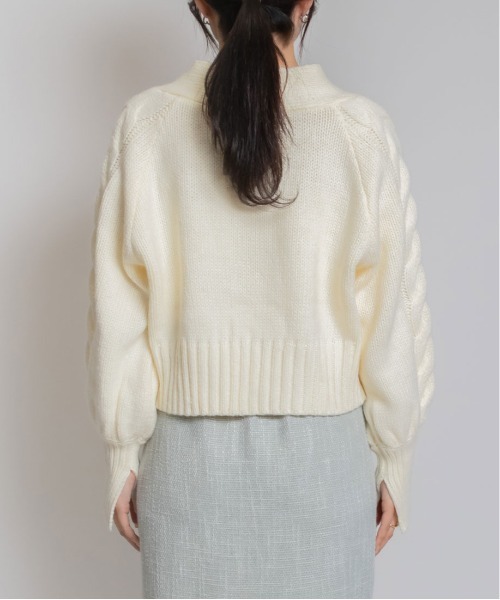 RANDA（ランダ）の「袖ケーブル編みニットボレロ（ニット/セーター・レディース・ブルー/グレー/ホワイト・FREE）」の15枚目の写真