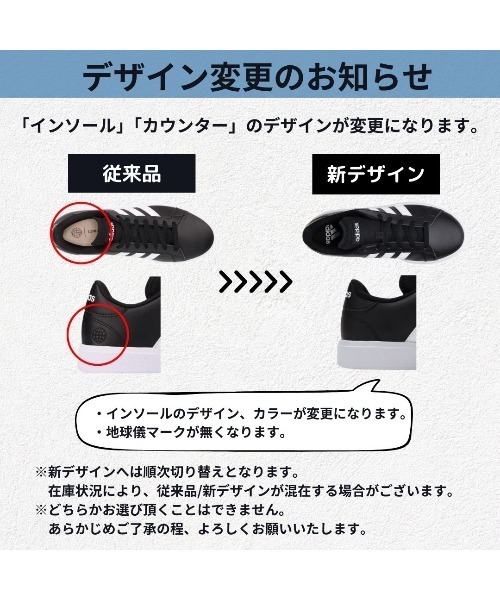 adidas(アディダス)の「【adidas】 GRANDCOURT BASE 2.0(スニーカー・メンズ・ブラック×ホワイト・25.5cm/25.0cm/28.0cm/27.0cm/26.0cm/26.5cm/29.0cm/27.5cm)」の5枚目の写真