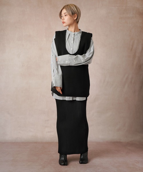 Lull（ルル）の「【Lull / ルル】セッアップ可/ニットリブタイトスカート（スカート・レディース・ベージュ/ブラック・ONESIZE）」の12枚目の写真