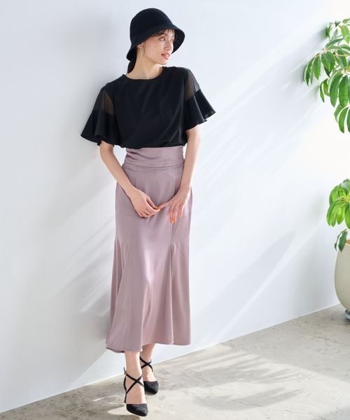mysty woman（ミスティウーマン）の「シアーショルダープルオーバー　192248（Tシャツ/カットソー・レディース・ピンクベージュ/レッド系その他/ブラック/オフホワイト/サックスブルー・FREE）」の18枚目の写真