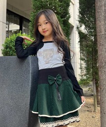 Kanojo（カノジョ）の「ﾘﾎﾞﾝﾂｷﾋﾟｺﾚｰｽ使いﾌﾚｱｽｶｰﾄ（スカート・キッズ）」