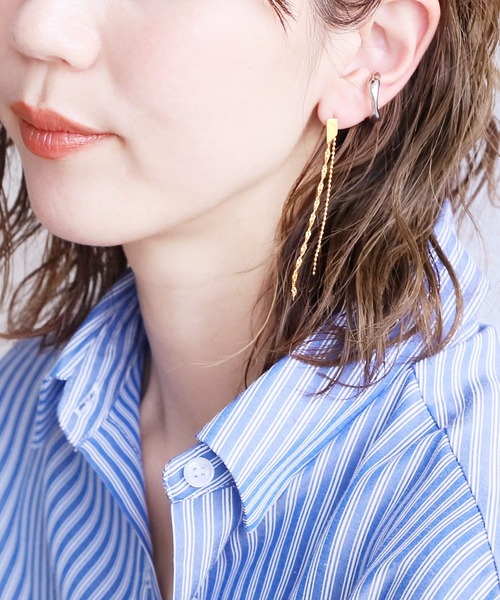 reca(レカ)の「ダブルチェーンピアス(ピアス(両耳用)・レディース・シルバー/ゴールド・ONE SIZE)」の5枚目の写真