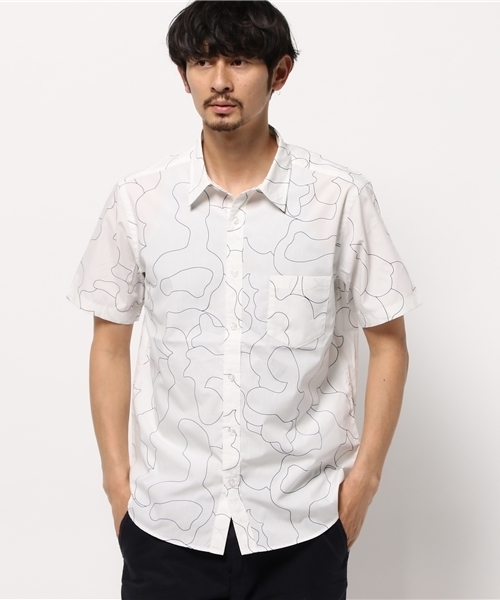 CIAOPANIC（チャオパニック）の「【Ciaopanic】　linedrawingcamoプリントSH（シャツ/ブラウス・メンズ・ホワイト/ブラック/ネイビー・MEDIUM/LARGE）」の2枚目の写真