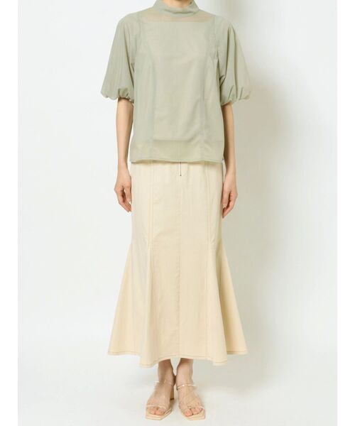 LAGUNAMOON(ラグナムーン)の「バルーンスリーブシアートップス(シャツ/ブラウス・レディース・ブラック/アイボリー/ミント・FREE)」の8枚目の写真