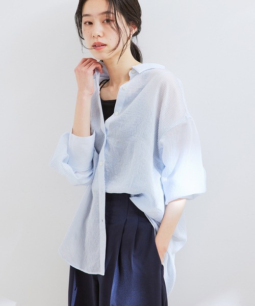 シアーストライプオーバーサイズシャツ