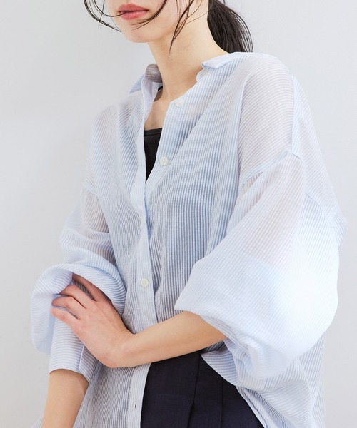 シアーストライプオーバーサイズシャツ
