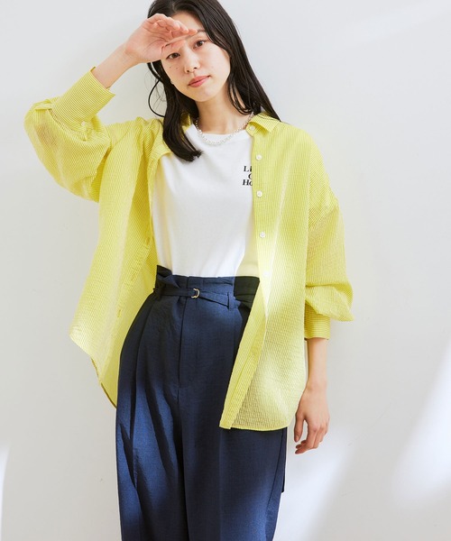 シアーストライプオーバーサイズシャツ