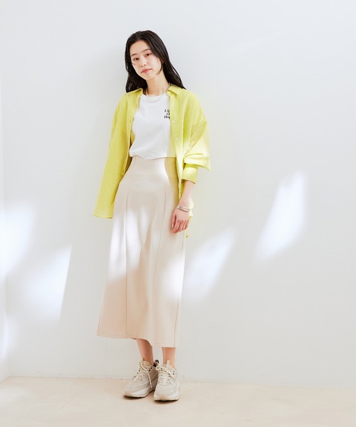 VIS(ビス)の「オーバーサイズストライプシアーシャツ(シャツ/ブラウス・レディース・ホワイト/サックスブルー/イエロー系その他・FREE)」の5枚目の写真