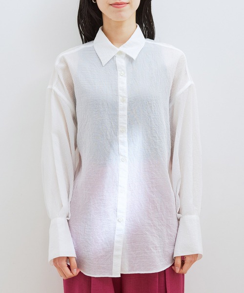 ブラウス シャツ ストライプシアーオーバーシャツ レディース UNITED ARROWS｜＜MARW UNITED ARROWS＞ストライプ シアー