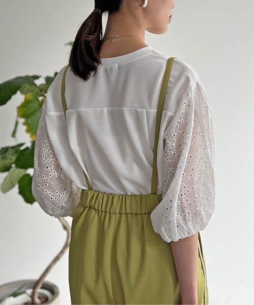 Chez toi(シェトワ)の「袖カットワークレースカットプルオーバー(Tシャツ/カットソー・レディース・グリーン/オレンジ/ブラック/オフホワイト・FREE)」の19枚目の写真