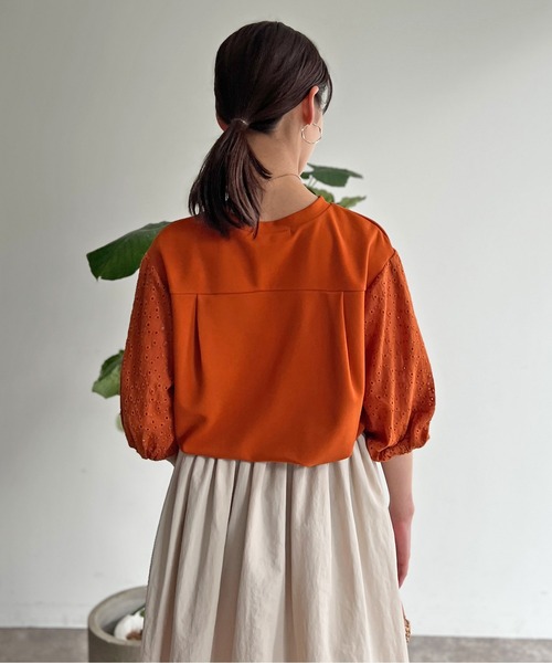 Chez toi(シェトワ)の「袖カットワークレースカットプルオーバー(Tシャツ/カットソー・レディース・グリーン/オレンジ/ブラック/オフホワイト・FREE)」の21枚目の写真