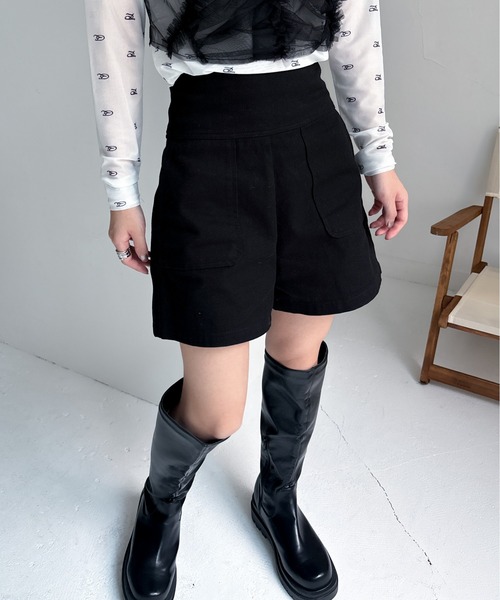 EPIMI E'PIMMY（エピミエピミー）の「ハイウエストツイルショートパンツ（その他パンツ・レディース・ブラック/オフホワイト/モカ/カーキ・MEDIUM）」の3枚目の写真