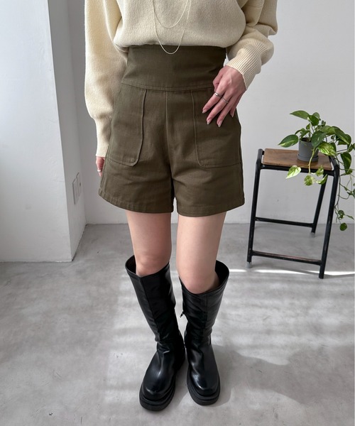 EPIMI E'PIMMY（エピミエピミー）の「ハイウエストツイルショートパンツ（その他パンツ・レディース・ブラック/オフホワイト/モカ/カーキ・MEDIUM）」の6枚目の写真