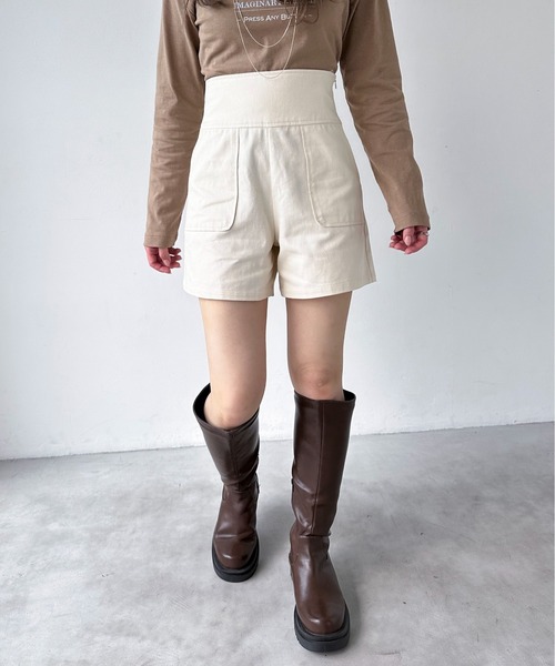 EPIMI E'PIMMY（エピミエピミー）の「ハイウエストツイルショートパンツ（その他パンツ・レディース・ブラック/オフホワイト/モカ/カーキ・MEDIUM）」の15枚目の写真