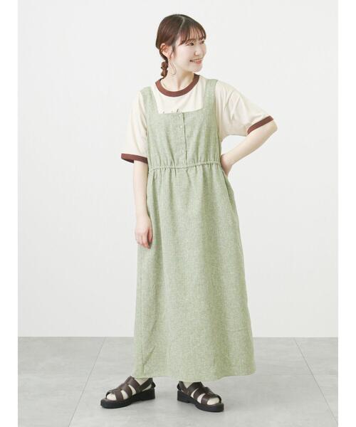 ehka sopo（エヘカソポ）の「ツイードライクジャンパースカート（ワンピース・レディース・ネイビー/グリーン/ベージュ・ﾌﾘ-）」の6枚目の写真