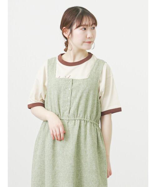 ehka sopo（エヘカソポ）の「ツイードライクジャンパースカート（ワンピース・レディース・ネイビー/グリーン/ベージュ・ﾌﾘ-）」の10枚目の写真