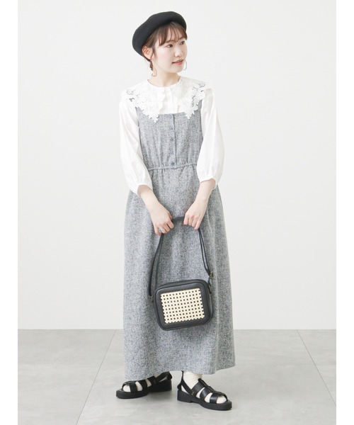 ehka sopo（エヘカソポ）の「ツイードライクジャンパースカート（ワンピース・レディース・ネイビー/グリーン/ベージュ・ﾌﾘ-）」の3枚目の写真