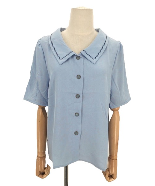 Dewlily(デューリリー)の「半袖フォーマルシャツ(シャツ/ブラウス・レディース・ホワイト/ブルー・M/L/XL)」の16枚目の写真