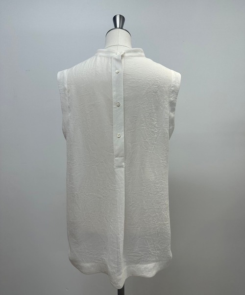 カオス　バンバンブラウス　ホワイト タイプライターダブルクロス アシンメトリックフリルロング