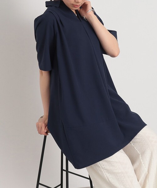 SHOO・LA・RUE(シューラルー)の「◆【すっきりきれい見え】スキッパー コクーンチュニック(チュニック・レディース・ネイビー/レモンイエロー/アイボリー・00)」の1枚目の写真