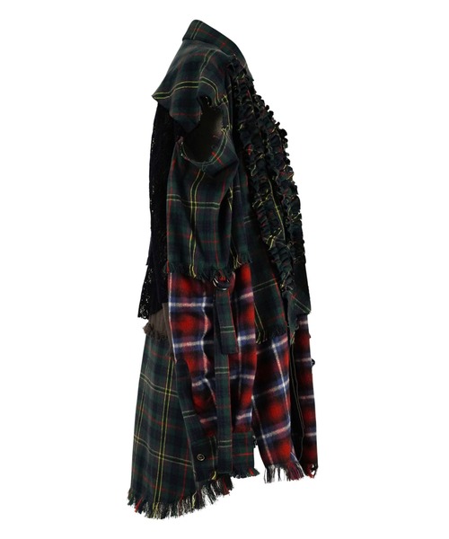 トップス rurumu: patchwork broken check shirts rurumu:（ルルムウ）の「rurumu:/ルルムウ/patchwork broken