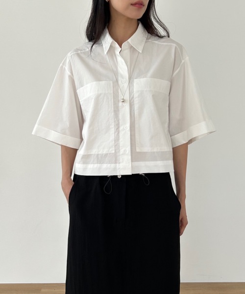 Didot.showroom（ディドット ショールーム）の「ボックスクロップドシャツ（シャツ/ブラウス・レディース・ホワイト/ピンク/ブルー/ミント・FREE）」の2枚目の写真