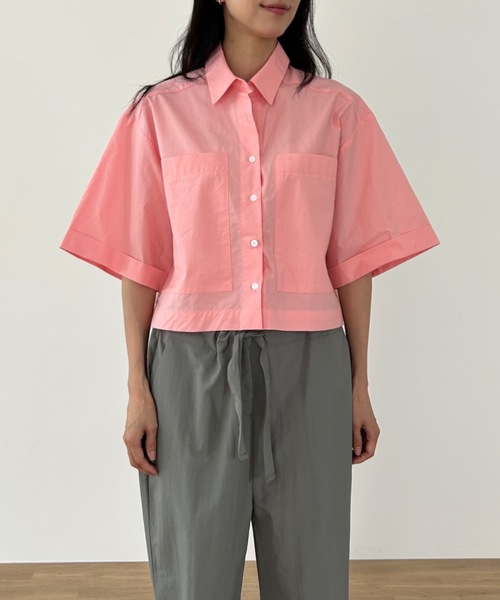 Didot.showroom（ディドット ショールーム）の「ボックスクロップドシャツ（シャツ/ブラウス・レディース・ホワイト/ピンク/ブルー/ミント・FREE）」の4枚目の写真