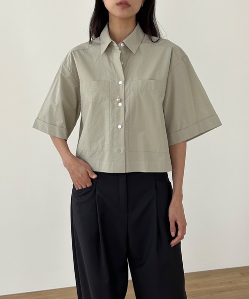 Didot.showroom（ディドット ショールーム）の「ボックスクロップドシャツ（シャツ/ブラウス・レディース・ホワイト/ピンク/ブルー/ミント・FREE）」の3枚目の写真