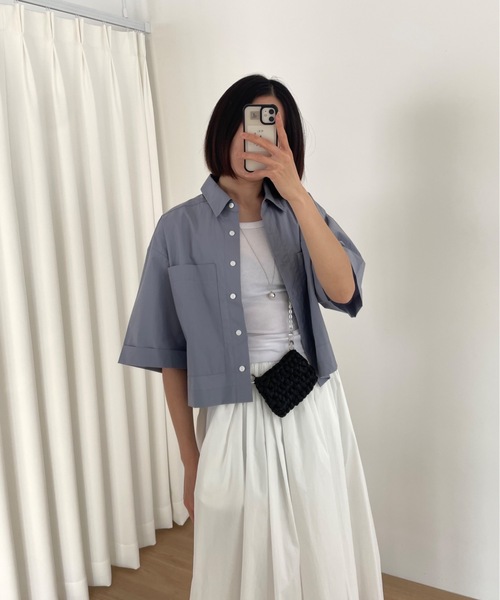 Didot.showroom（ディドット ショールーム）の「ボックスクロップドシャツ（シャツ/ブラウス・レディース・ホワイト/ピンク/ブルー/ミント・FREE）」の17枚目の写真