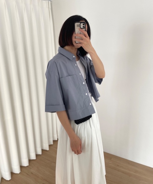 Didot.showroom（ディドット ショールーム）の「ボックスクロップドシャツ（シャツ/ブラウス・レディース・ホワイト/ピンク/ブルー/ミント・FREE）」の19枚目の写真